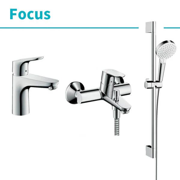 Hansgrohe Focus 龍頭3件套裝 - 面盆龍頭，浴缸龍頭，花灑企柱